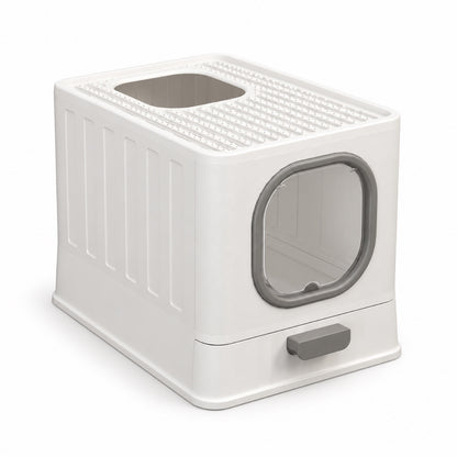 GAVPEPY Foldable Enclosed Cat Litter Box, 4 Options image 9 - DPlitterbox7-Gray-51X38X39CM.jpg