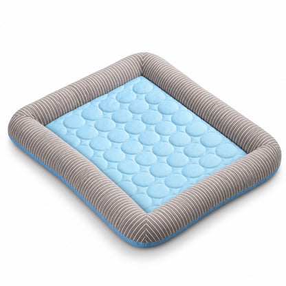 Ice Silk Stripe Cooling Pet Bed, 3 Colors & 4 Sizes, By GAVPEPY image 8 - DPmat10-Blue-IceSilkStripe-43X33CM.jpg