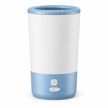 GAVPEPY Plastic Electric Paw Washer Cup, Sizes , Black / White, Pink / White, White / Blue, Blue, after rainy walks, park visits and everyday outdoor trips; a reusable cup design for rinsing paws after walks and outdoor play image 10 - DPpawwasher16-White-Blue.jpg