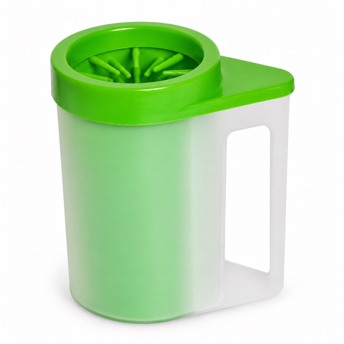 GAVPEPY Plastic Handled Paw Washer Cup, Sizes M, L, Blue, Green, Red, for cleaning paws after outdoor walks; reusable cup with the selected color and size shown in the product photos; review the selected variant photo for details image 8 - DPpawwasher17-Green-M.jpg