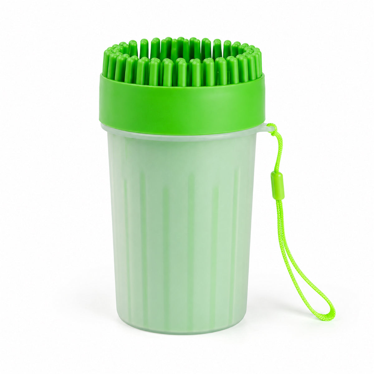 GAVPEPY TPR Silicone-Brush Paw Washer Cup, Sizes M, L, Blue, Green, Pink, after rainy walks, park visits and everyday outdoor trips; a reusable cup design for rinsing paws after walks and outdoor play image 9 - DPpawwasher7-Green-M.jpg