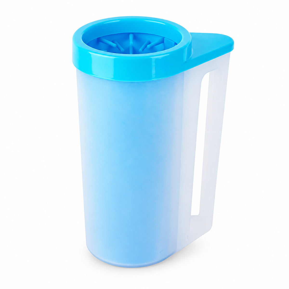 GAVPEPY PP plastic Handled Paw Washer with Towel Brush Option, Sizes M, L, Blue, Pink, Green, after rainy walks, park visits and everyday outdoor trips; a reusable cup design for rinsing paws after walks and outdoor play image 11 - DPpawwasher8-Blue-M-WithTowelBrush.jpg