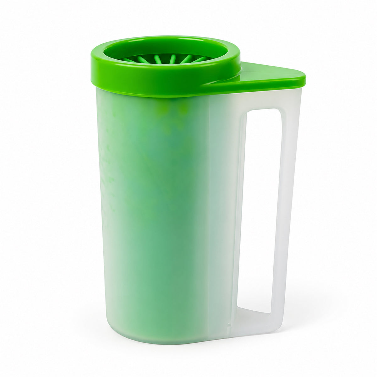 GAVPEPY PP plastic Handled Paw Washer with Towel Brush Option, Sizes M, L, Blue, Pink, Green, after rainy walks, park visits and everyday outdoor trips; a reusable cup design for rinsing paws after walks and outdoor play image 13 - DPpawwasher8-Green-M-WithTowelBrush.jpg