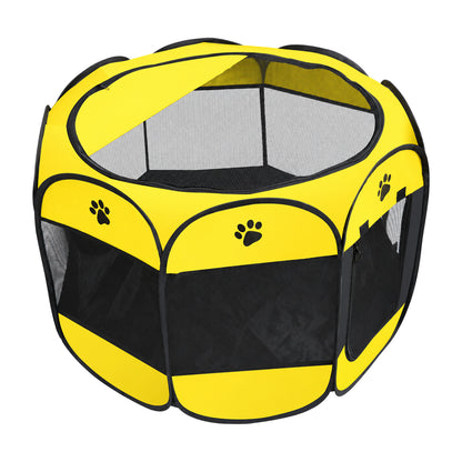 Foldable Oxford Fabric Pet Playpen, 6 Colors & 3 Sizes, By GAVPEPY image 12 - DPtravelcrate1-Yellow-L-114X114X58CM.jpg