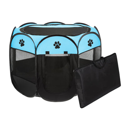 Foldable Pet Playpen, 6 Colors, 3 Sizes & 2 Packages, By GAVPEPY image 9 - DPtravelcrate4-Black-Blue-73X73X43CM.jpg