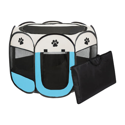 Foldable Pet Playpen, 6 Colors, 3 Sizes & 2 Packages, By GAVPEPY image 16 - DPtravelcrate4-White-Blue-73X73X43CM.jpg