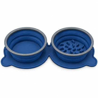 Twin Collapsible Silicone Pet Travel Bowls, 7 Colors, By GAVPEPY image 1 - DPtravelfeeder1-DarkBlue.jpg