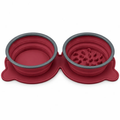 Twin Collapsible Silicone Pet Travel Bowls, 7 Colors, By GAVPEPY image 2 - DPtravelfeeder1-DarkRed.jpg