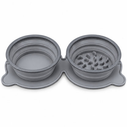 Twin Collapsible Silicone Pet Travel Bowls, 7 Colors, By GAVPEPY image 3 - DPtravelfeeder1-Gray.jpg