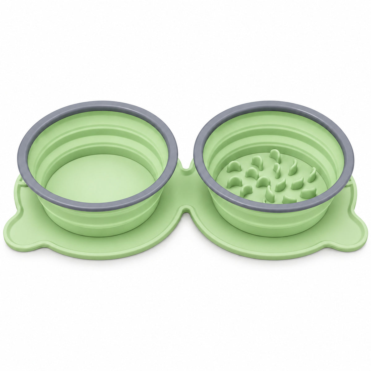 Twin Collapsible Silicone Pet Travel Bowls, 7 Colors, By GAVPEPY image 4 - DPtravelfeeder1-LightGreen.jpg