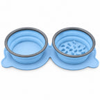 GAVPEPY Twin Collapsible Silicone Pet Travel Bowls for Everyday Feeding, Water Service and Organized Pet Care, Size 33.5 x 16.4 x 3cm, 7 Color Options, for Home Kitchens, Feeding Stations and Travel Setups, Foldable Design Supports Compact Storage