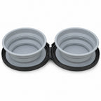 GAVPEPY Collapsible Canvas Pet Travel Bowl, 17.5 x 17 x 4.9 cm for Everyday Feeding, Water Service and Organized Pet Care, for Home Kitchens, Feeding Stations and Travel Setups, Foldable Design Supports Compact Storage