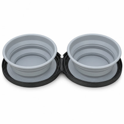 Collapsible Canvas Pet Travel Bowl, 17.5 x 17 x 4.9 cm, By GAVPEPY image 1 - DPtravelfeeder10-Gray-17-5X17X4-9CM.jpg
