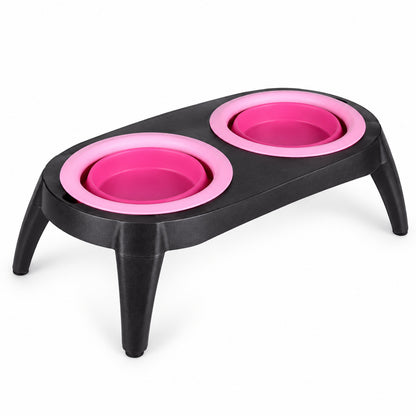 Foldable TPR Double Pet Bowl Table, 2 Colors, By GAVPEPY image 2 - DPtravelfeeder19-Pink.jpg