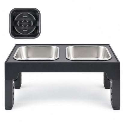 Adjustable Foldable Pet Bowl Stand, 2 Colors & 3 Bowl Sets, By GAVPEPY image 2 - DPtravelfeeder20-Black-V6.jpg