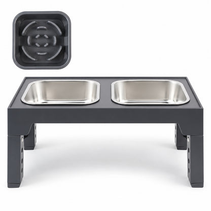 Adjustable Foldable Pet Bowl Stand, 2 Colors & 3 Bowl Sets, By GAVPEPY image 5 - DPtravelfeeder20-Gray-V5.jpg