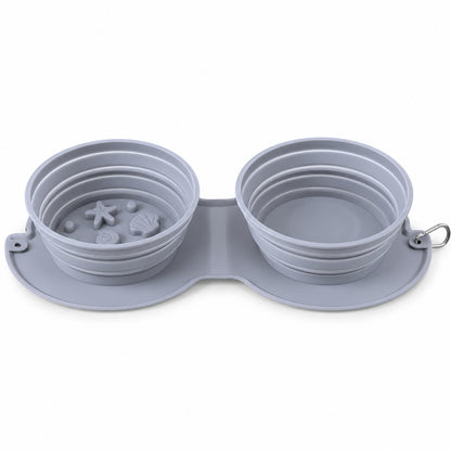 Collapsible Silicone Double Pet Travel Bowl, 3 Colors, By GAVPEPY image 1 - DPtravelfeeder21-Main.jpg