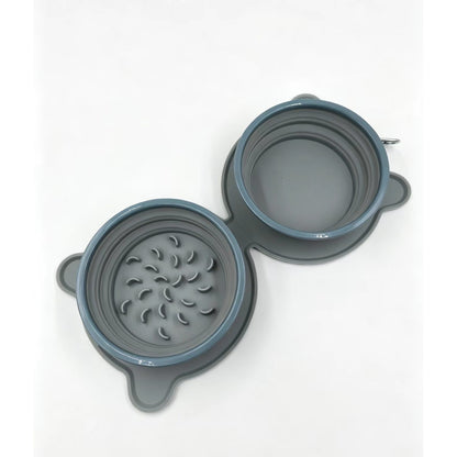 Collapsible Slow-Feeder Pet Travel Bowl, 3 Colors, By GAVPEPY image 2 - DPtravelfeeder24-Gray.jpg