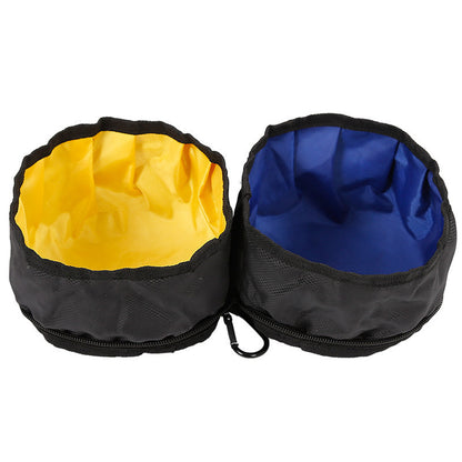 Foldable Nylon Double Pet Travel Bowl, By GAVPEPY image 1 - DPtravelfeeder25-Black.jpg