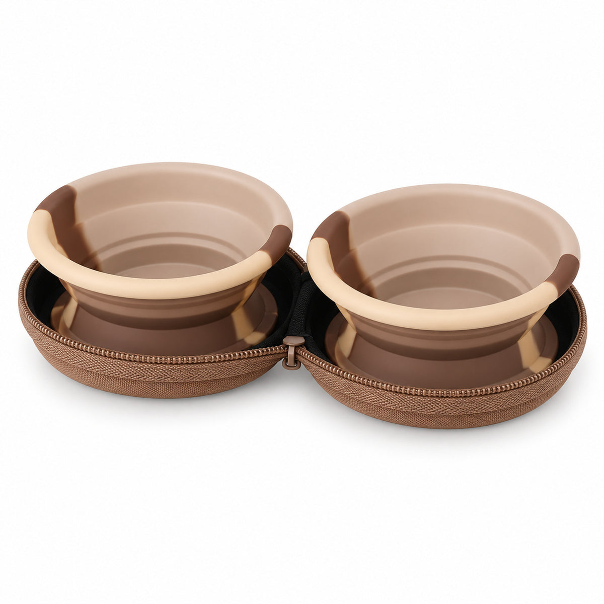 Mini Collapsible Silicone Double Pet Bowl, By GAVPEPY image 1 - DPtravelfeeder27-Coffee.jpg