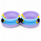 GAVPEPY Mini Collapsible Silicone Double Pet Bowl for Everyday Feeding, Water Service and Organized Pet Care, Colors Purple, Custom Color, and Coffee, for Home Kitchens, Feeding Stations and Travel Setups, Foldable Design Supports Compact Storage