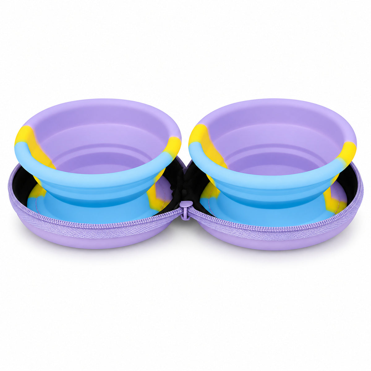 Mini Collapsible Silicone Double Pet Bowl, By GAVPEPY image 2 - DPtravelfeeder27-Purple.jpg