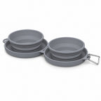 GAVPEPY Foldable TPE Double Pet Travel Bowl for Everyday Feeding, Water Service and Organized Pet Care, Size 170 x 150 x 40mm, Colors Gray and Rose Red, for Home Kitchens, Feeding Stations and Travel Setups, Foldable Design Supports Compact Storage
