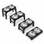 GAVPEPY ABS Plastic Adjustable Foldable Stainless Steel Pet Bowl Stand for Everyday Feeding, Water Service and Organized Pet Care, Size 440 x 240 x 80mm, Colors Black and Gray, for Home Kitchens, Feeding Stations and Travel Setups