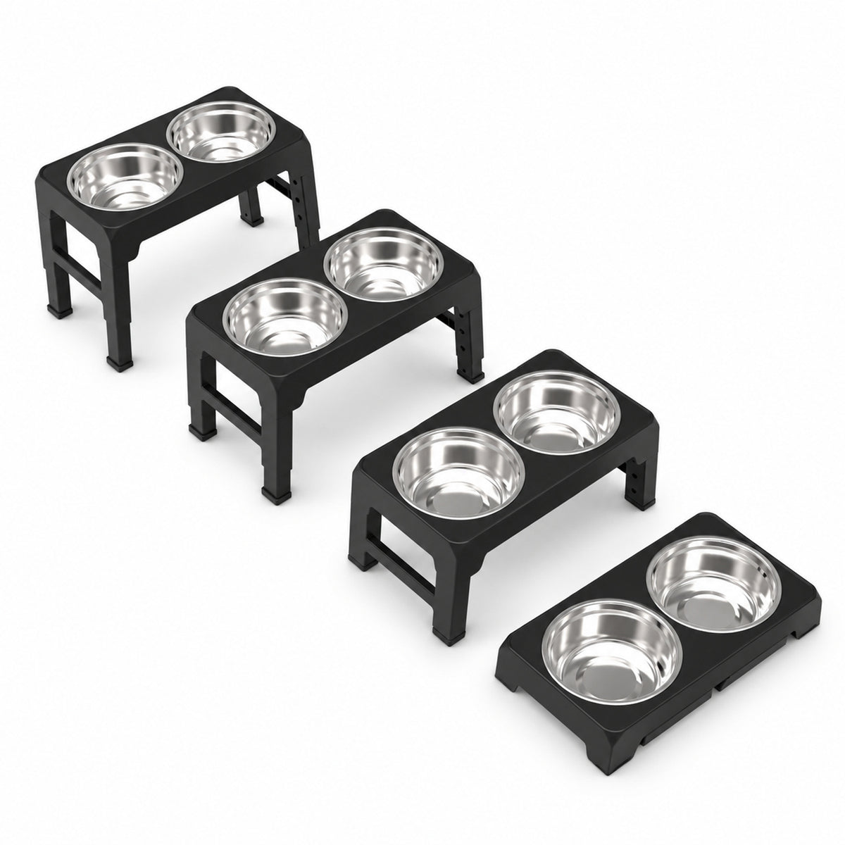 Adjustable Foldable Stainless Steel Pet Bowl Stand, 2 Colors, By GAVPEPY image 1 - DPtravelfeeder3-Black-440X240X80CM.jpg