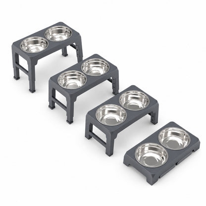 Adjustable Foldable Stainless Steel Pet Bowl Stand, 2 Colors, By GAVPEPY image 2 - DPtravelfeeder3-Gray-440X240X80CM.jpg