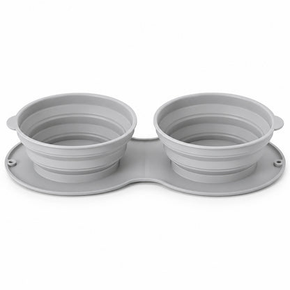 Collapsible Silicone Double Slow-Feeder Pet Bowl, By GAVPEPY image 1 - DPtravelfeeder31-Gray.jpg