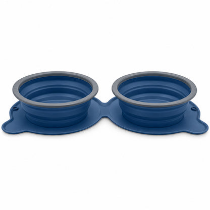 Twin Collapsible Silicone Pet Travel Bowls, 7 Colors, By GAVPEPY image 1 - DPtravelfeeder32-DarkBlue.jpg