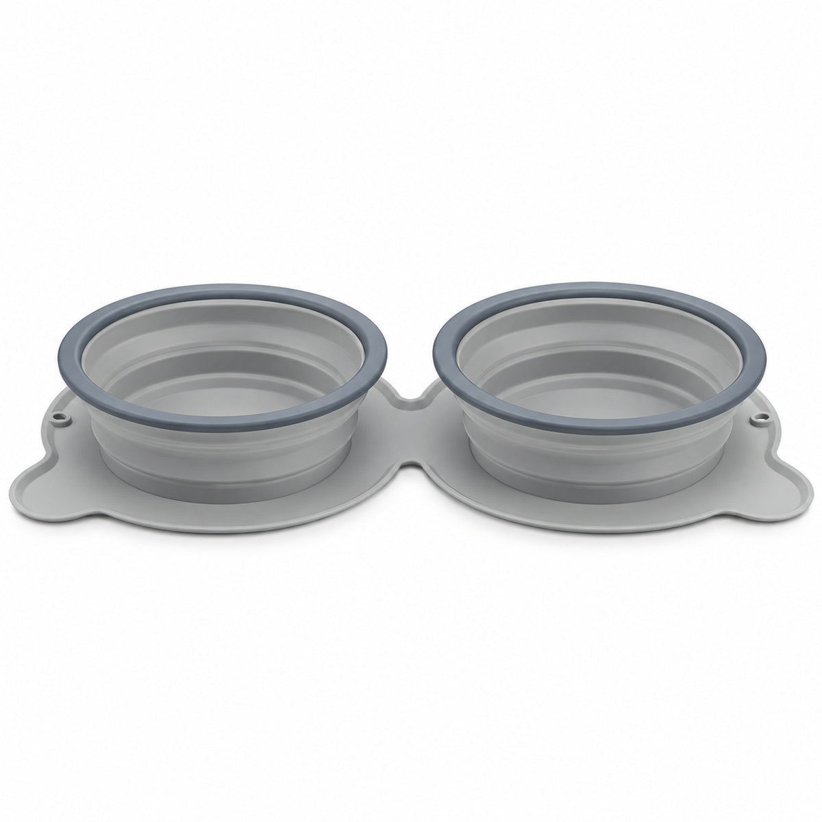 Twin Collapsible Silicone Pet Travel Bowls, 7 Colors, By GAVPEPY image 3 - DPtravelfeeder32-Gray.jpg