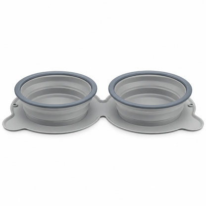 Twin Collapsible Silicone Pet Travel Bowls, 7 Colors, By GAVPEPY image 3 - DPtravelfeeder32-Gray.jpg