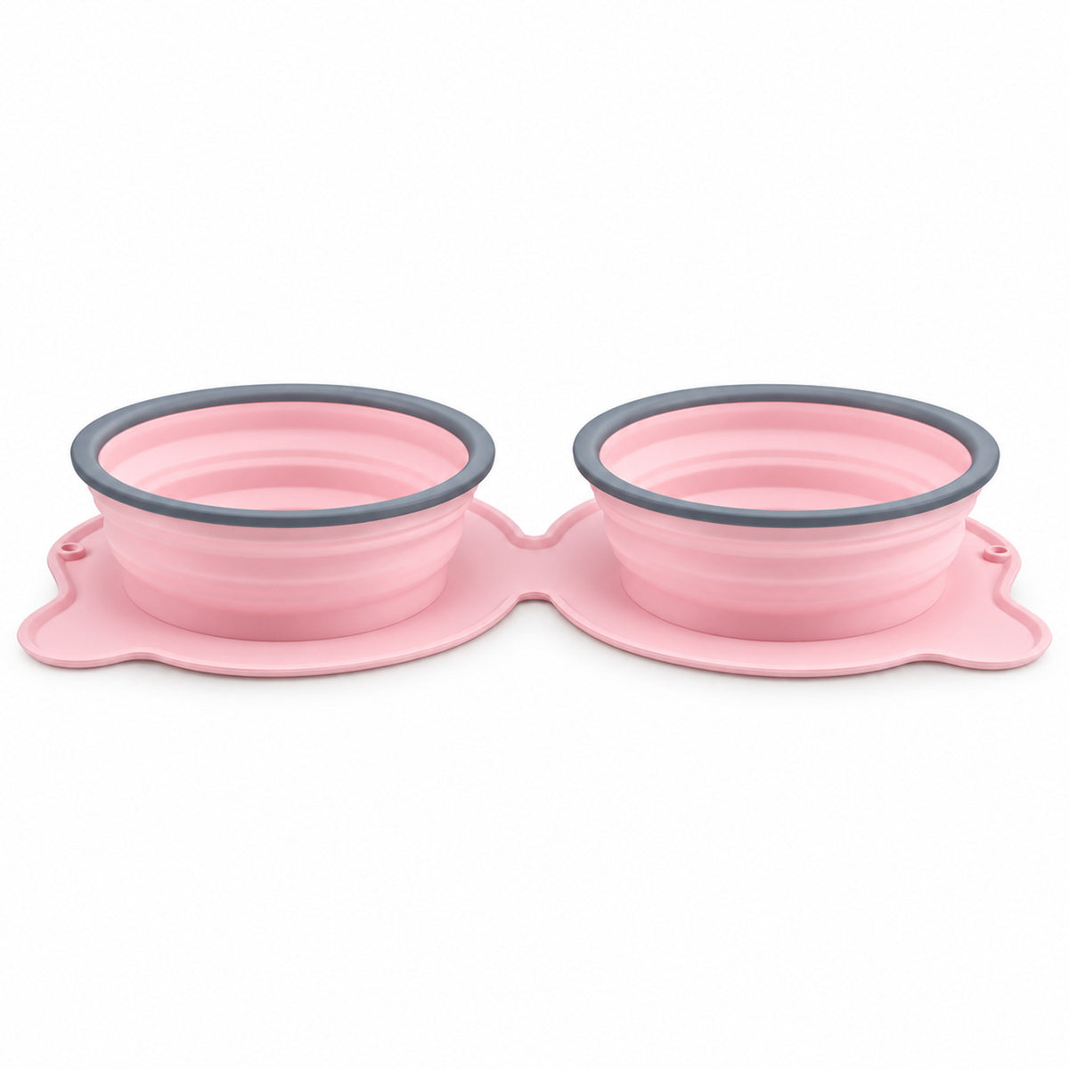 Twin Collapsible Silicone Pet Travel Bowls, 7 Colors, By GAVPEPY image 5 - DPtravelfeeder32-Pink.jpg