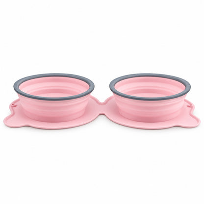 Twin Collapsible Silicone Pet Travel Bowls, 7 Colors, By GAVPEPY image 5 - DPtravelfeeder32-Pink.jpg