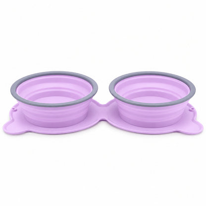 Twin Collapsible Silicone Pet Travel Bowls, 7 Colors, By GAVPEPY image 6 - DPtravelfeeder32-Purple.jpg
