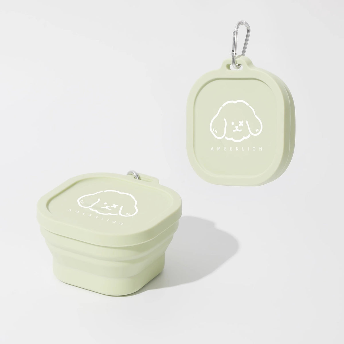 Covered 400 ml Collapsible Silicone Pet Bowl, 4 Colors & 2 Designs, By GAVPEPY image 1 - DPtravelfeeder4-Green-V6.jpg