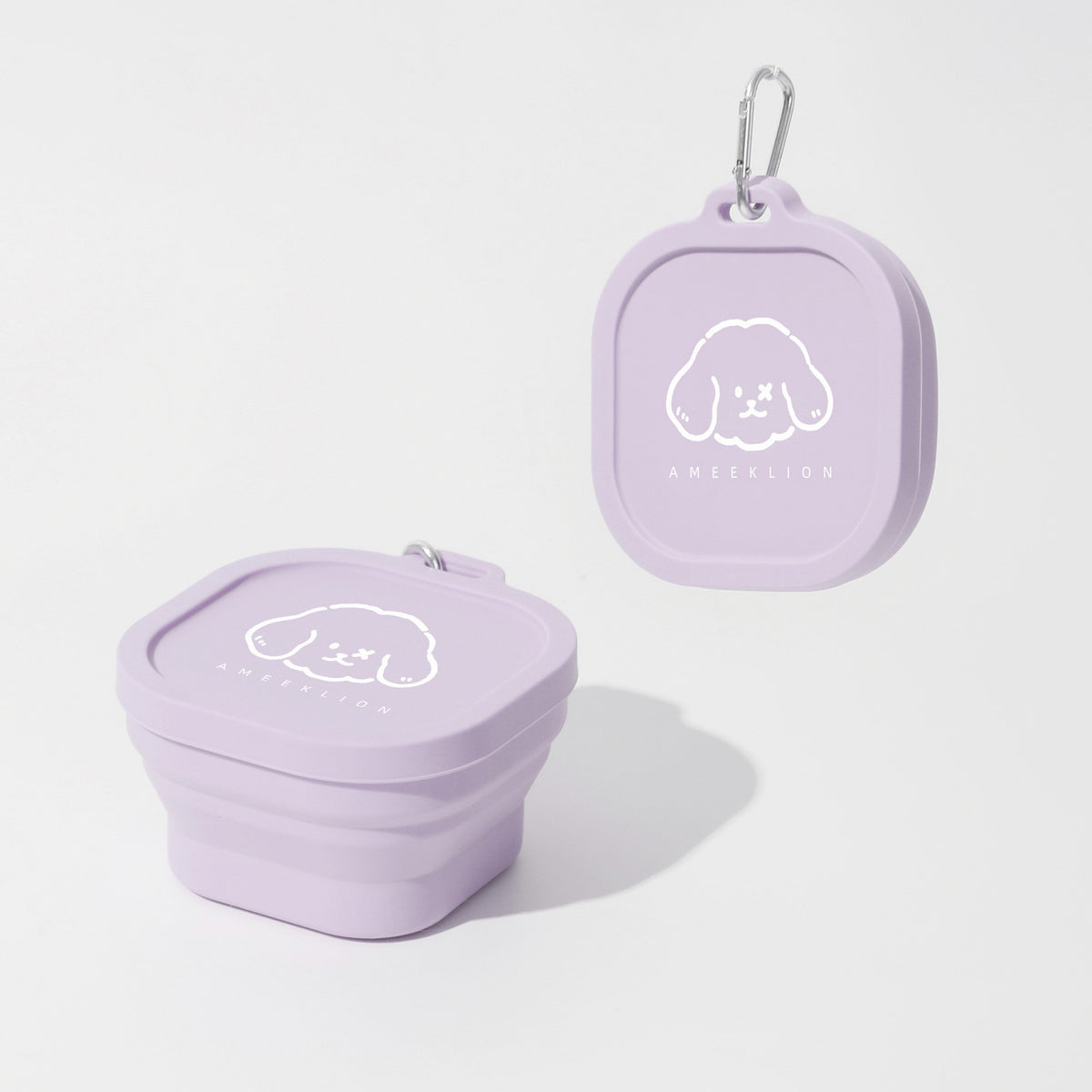 Covered 400 ml Collapsible Silicone Pet Bowl, 4 Colors & 2 Designs, By GAVPEPY image 3 - DPtravelfeeder4-Purple-V8.jpg