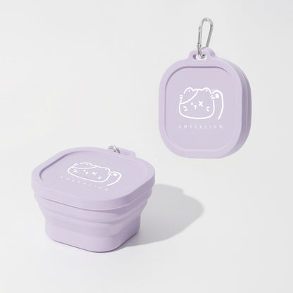 Covered 400 ml Collapsible Silicone Pet Bowl, 4 Colors & 2 Designs, By GAVPEPY image 4 - DPtravelfeeder4-Purple.jpg