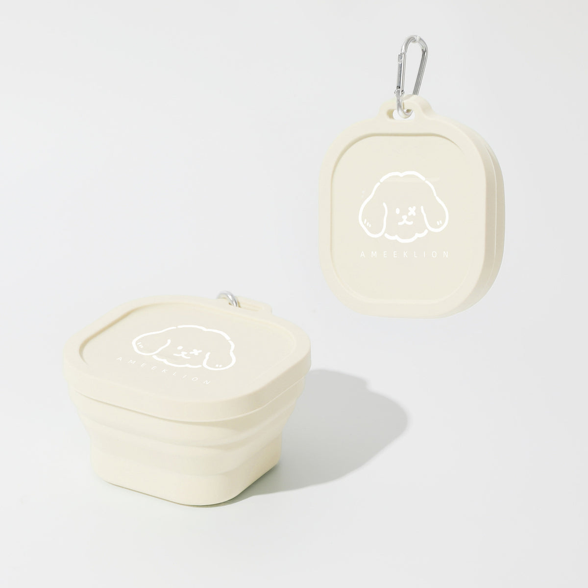 Covered 400 ml Collapsible Silicone Pet Bowl, 4 Colors & 2 Designs, By GAVPEPY image 5 - DPtravelfeeder4-White-V7.jpg