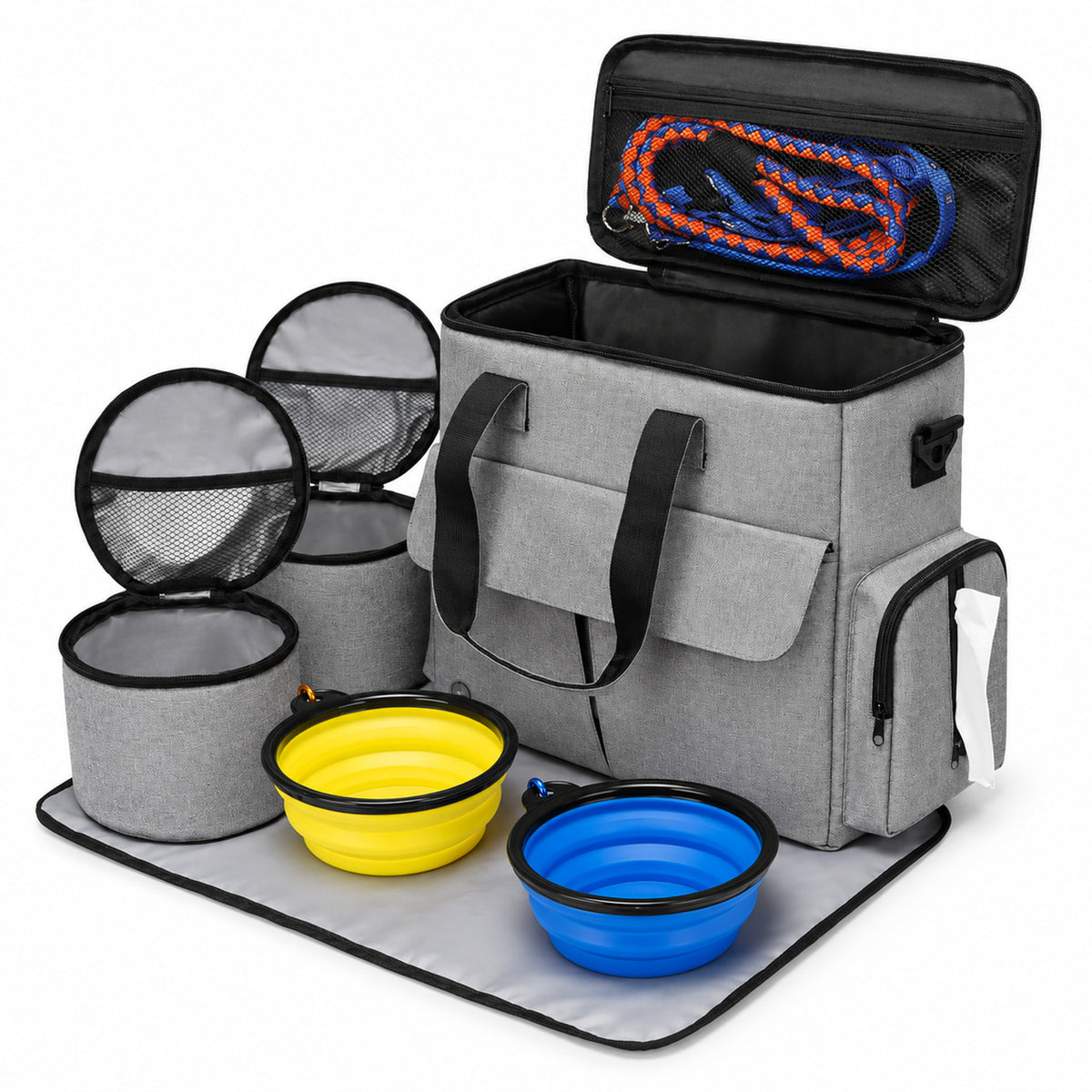 Large Pet Food Travel Bag with 2 Collapsible Bowls, 3 Colors, By GAVPEPY image 1 - DPtravelfeeder5-Main.jpg