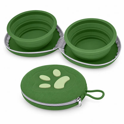 Collapsible Silicone Pet Bowl Set, 13 Styles, By GAVPEPY image 7 - DPtravelfeeder6-Green.jpg