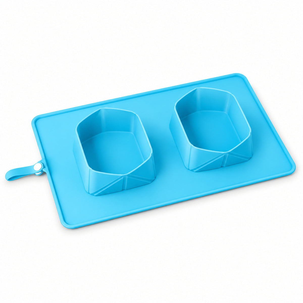 Foldable Silicone Double-Bowl Feeding Mat, 3 Colors & 2 Sizes, By GAVPEPY image 1 - DPtravelfeeder8-Blue-LARGE.jpg