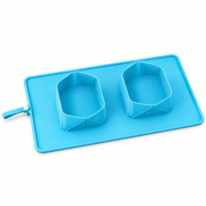Foldable Silicone Double-Bowl Feeding Mat, 3 Colors & 2 Sizes, By GAVPEPY image 2 - DPtravelfeeder8-Blue-MEDIUM.jpg