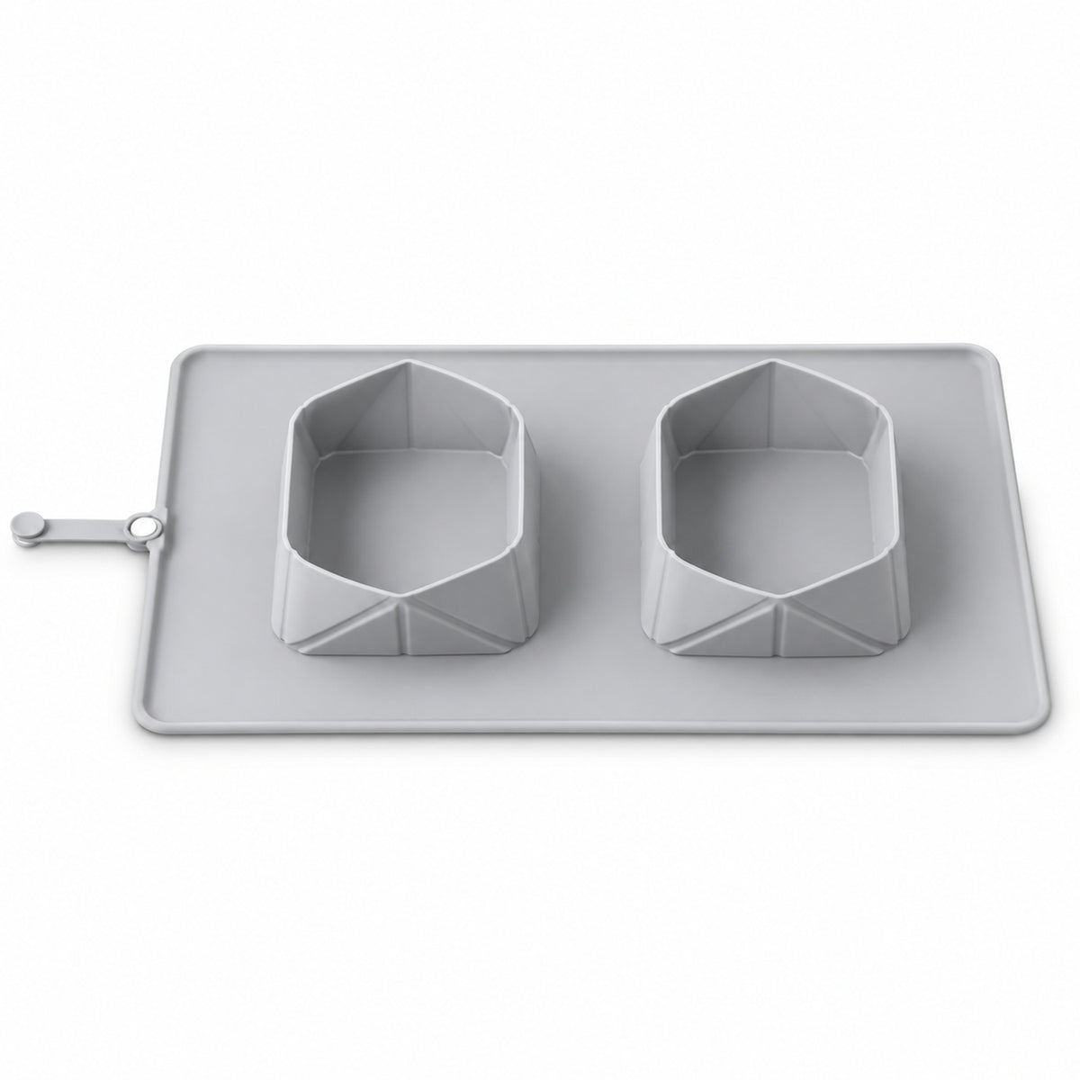 Foldable Silicone Double-Bowl Feeding Mat, 3 Colors & 2 Sizes, By GAVPEPY image 3 - DPtravelfeeder8-Gray-LARGE.jpg