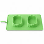 GAVPEPY Foldable Silicone Double-Bowl Feeding Mat, 3 Colors & 2 Sizes for Resting, Surface Protection and Everyday Pet Comfort, 3 Size Options, Colors Green, Blue, and Gray, for Homes, Crates, Floors, Sofas and Travel Areas