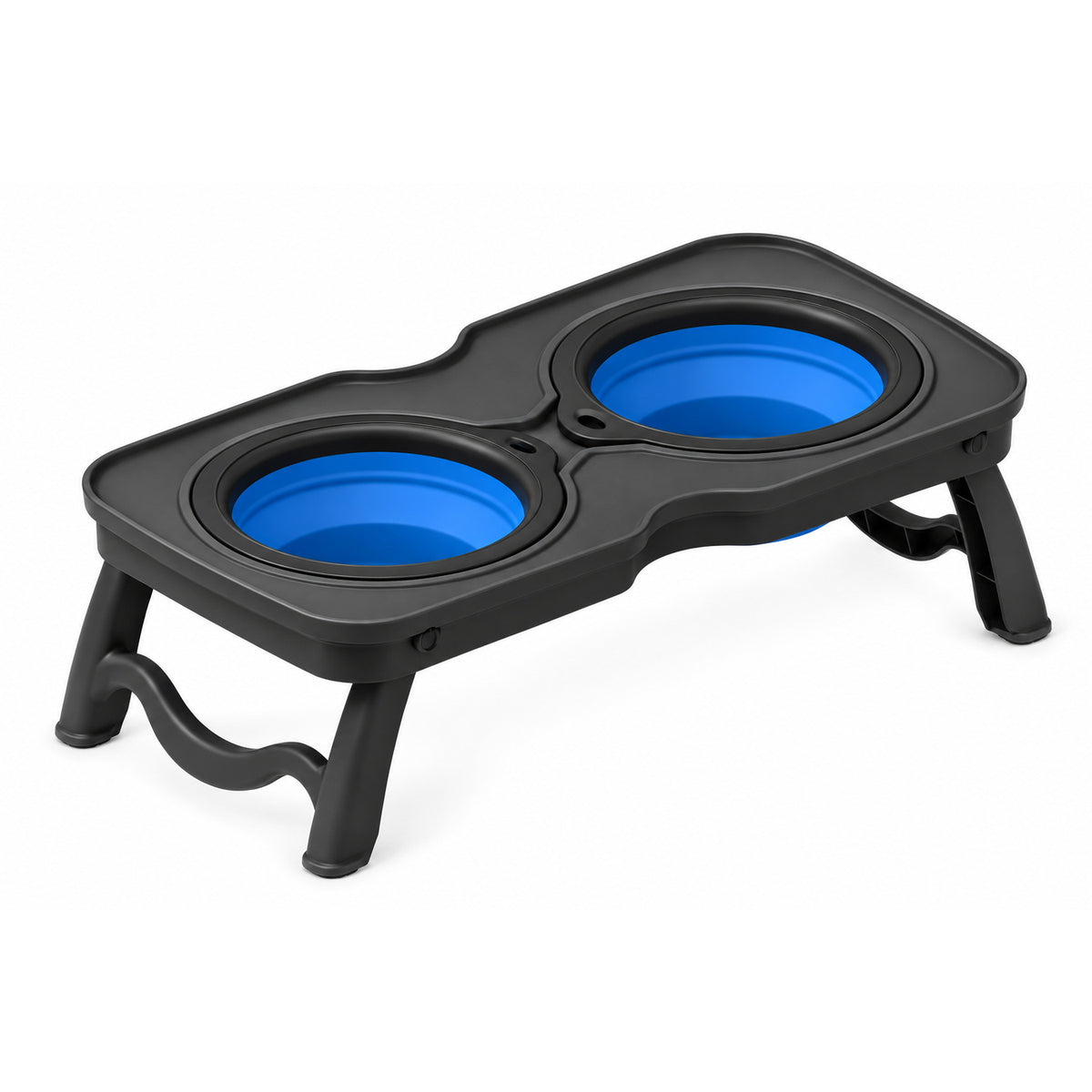 Foldable Double Pet Bowl Stand, 2 Colors & 2 Sizes, By GAVPEPY image 1 - DPtravelfeeder9-Black-L.jpg