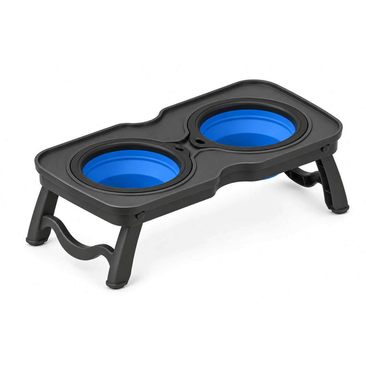 Foldable Double Pet Bowl Stand, 2 Colors & 2 Sizes, By GAVPEPY image 2 - DPtravelfeeder9-Black-S.jpg