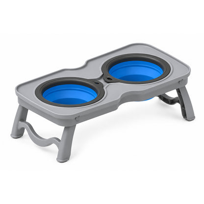 Foldable Double Pet Bowl Stand, 2 Colors & 2 Sizes, By GAVPEPY image 3 - DPtravelfeeder9-Gray-L.jpg